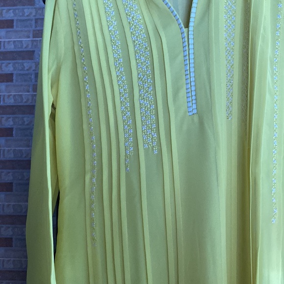Fluorescent Yellow georgette kurti for women - Picture 6 of 7